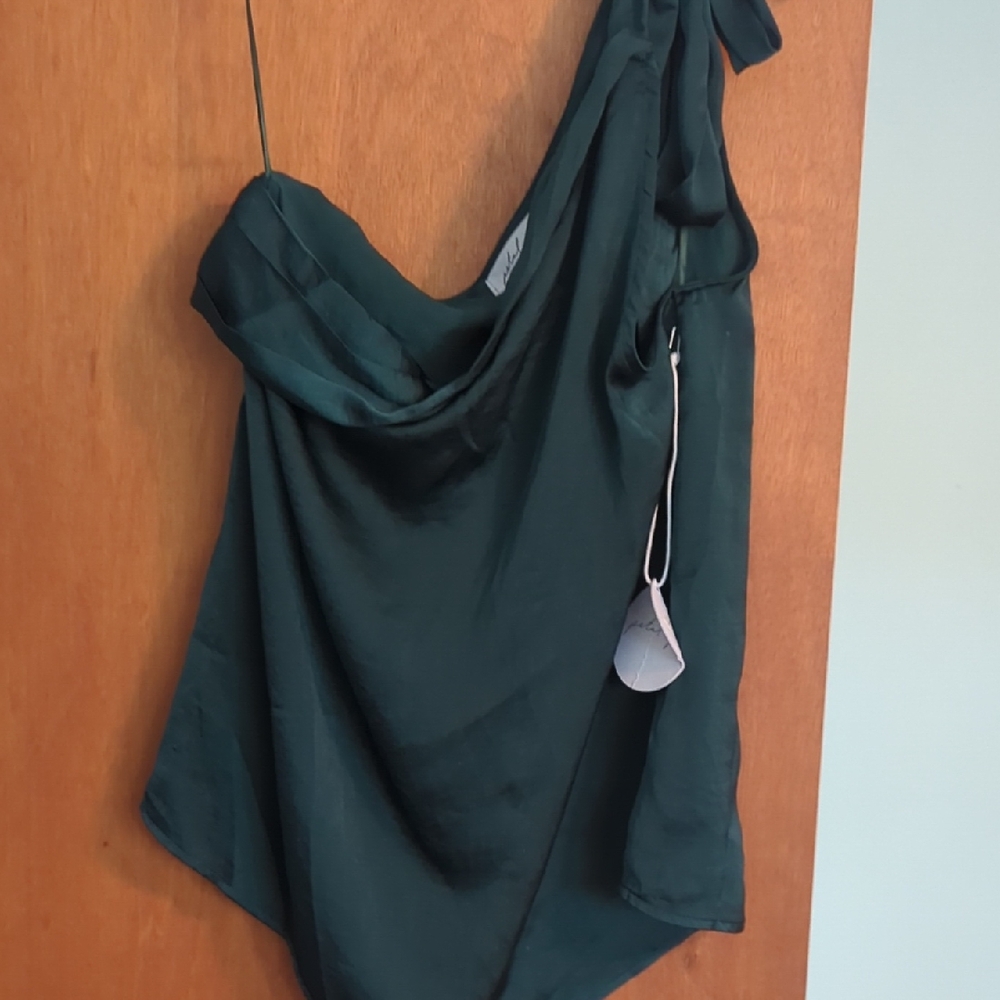 Petal & Pup Dark Green One-Shoulder Dress